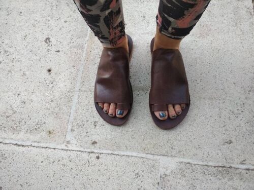 Double stripe sandals - Brown