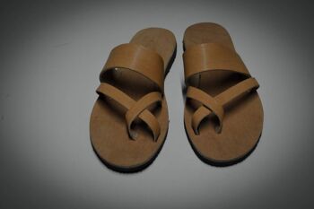 Sandales en X à double bande, sandales en cuir faites à la main, été - Sandale Tan_Falorion 2