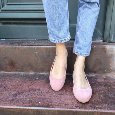 Fairy tale Pink Leather Ballet Flats ballerinas ballerina's - Rubber Sole