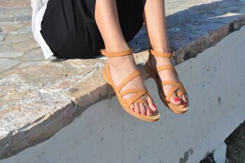 Sandales gladiateur, sandales en cuir, sandales grecques, faites à la main - NaturalTan 3