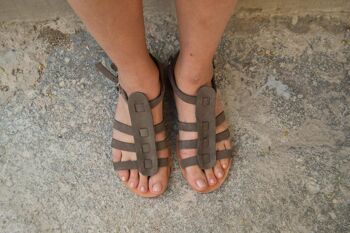 Sandales gladiateur, sandales femme semelle cuir - Cuir Tan 4