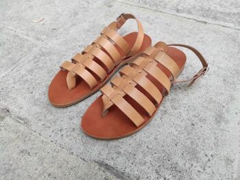 Sandales en cuir pour hommes grecs, chaussures d'été pour hommes, chaussures plates pour hommes - Light Brown_Treta Sandal 3