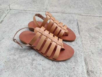 Sandales en cuir pour hommes grecs, chaussures d'été pour hommes, chaussures plates pour hommes - Light Brown_Treta Sandal 4