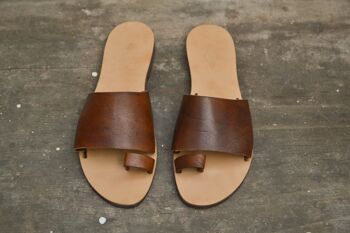 Sandales en cuir pour hommes grecs, chaussures d'été pour hommes, appartements pour hommes - Marron clair - Sandale 25 3