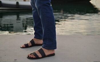 Sandales en cuir pour hommes grecs, chaussures pour hommes d'été, appartements pour hommes - Natural Tan_Aigonio Sandal 2