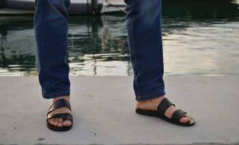 Sandales en cuir pour hommes grecs, chaussures pour hommes d'été, appartements pour hommes - Natural Tan_Aigonio Sandal 4