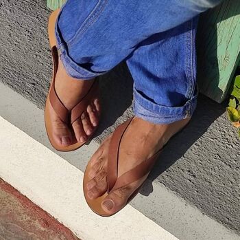 Sandales en cuir pour hommes grecs, chaussures d'été pour hommes, appartements pour hommes - Sandale Light Brown_Prosimnas 3