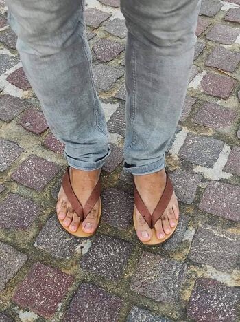 Sandales en cuir pour hommes grecs, chaussures d'été pour hommes, appartements pour hommes - Black_Prosimnas Sandal 4