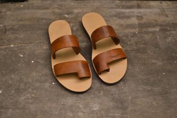 Sandales en cuir faites à la main, appartements d'été, chaussures pour femmes - Light Brown_Sandal 9 1