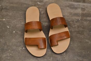 Sandales en cuir faites à la main, appartements d'été, chaussures pour femmes - Light Brown_Sandal 9 4