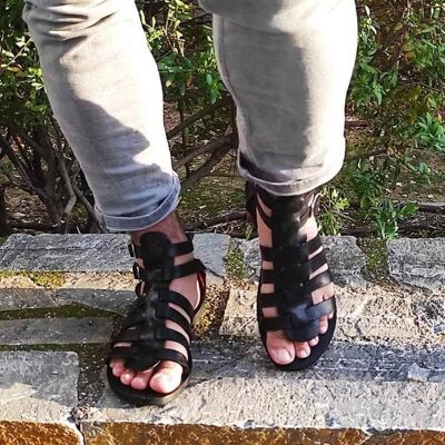 Sandales spartiates hautes - Marron - Kittaion Sandal