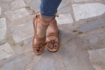 Sandales à lacets, lacets de gladiateurs grecs faits à la main, gladiateur - Marron - Karpasia Sandal 2