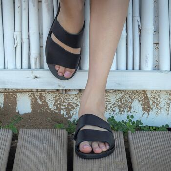 Sandales en cuir marron clair, appartements d'été, chaussures pour femmes - Marron clair - Sandale Skiras 2