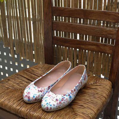 Little Flowers Leather Ballet Flats ballerinas ballerina's - Suela de Cuero, Suela de Goma