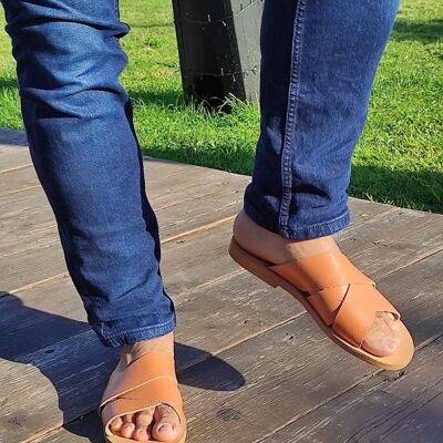 Men sandals, gift for him - Light Brown - Astalos Sandal
