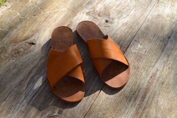Sandales naturelles, sandales pour hommes, hommes plats, sandales en cuir - Noir - Eliros Sandal 2