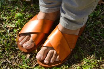 Sandales naturelles, sandales pour hommes, hommes plats, sandales en cuir - Noir - Eliros Sandal 4
