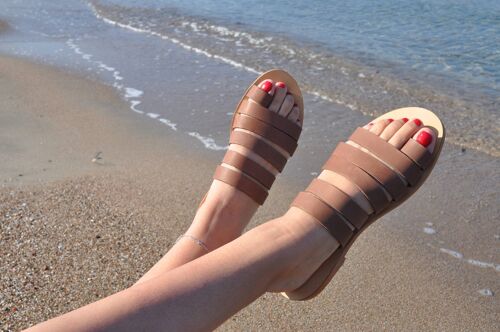 NEW! Heels Sandals, Black Sandals, Leather Sandals, Handmade - Natural Tan - Thiraio Sandal