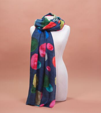 Foulard Laine Soie - Ruby Dots Blue 2