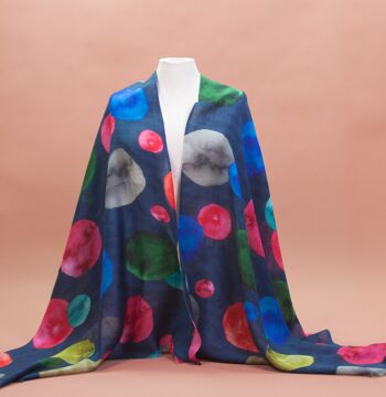 Foulard Laine Soie - Ruby Dots Blue 3