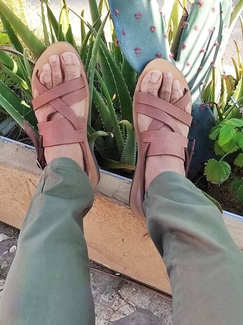Sandals for men mens sandals gladiator sandals mens - Light brown - Sandal Polichnio