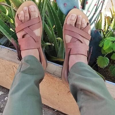 Sandali per uomo sandali uomo sandali gladiatore uomo - Abbronzatura naturale - Sandalo Polichnio
