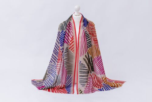 Schals- Feiner Schal aus W-olle und Seide Ruby Stripes
