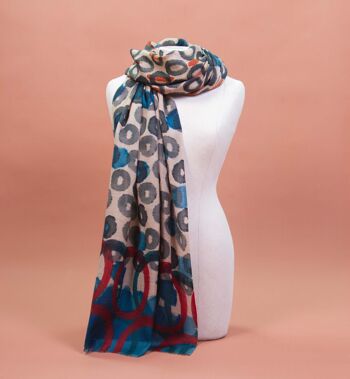 Foulard en laine et soie - Cercle aquarelle rubis 4