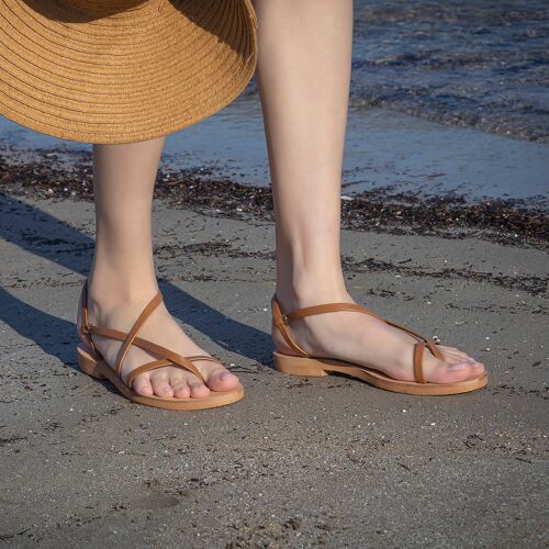 sandals, Comfortable Wedding flats, Organic shoes, Crochet - Beige - Olenos Sandal