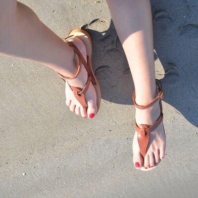 Sandals, Greek sandals, Leather sandals, Gladiator sandals - Yellow - Kinaithria Sandal