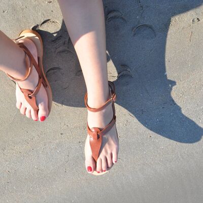 Sandals, Greek sandals, Leather sandals, Gladiator sandals - Light Brown - Kinaithria Sandal