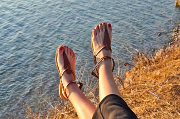 Sandales, sandales grecques, sandales en cuir, sandales Gladiator - Marron clair - Kinaithria Sandal 2