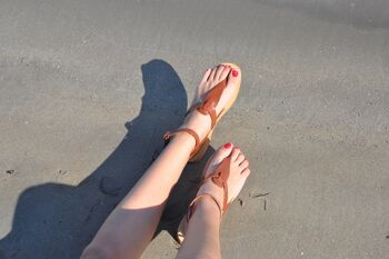 Sandales, sandales grecques, sandales en cuir, sandales Gladiator - Marron clair - Kinaithria Sandal 3