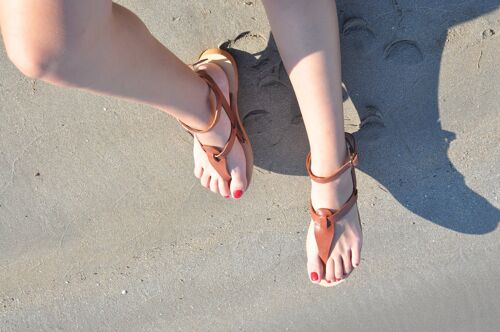 Sandals, Greek sandals, Leather sandals, Gladiator sandals - Red - Kinaithria Sandal