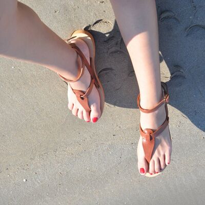 Sandals, Greek sandals, Leather sandals, Gladiator sandals - Red - Kinaithria Sandal