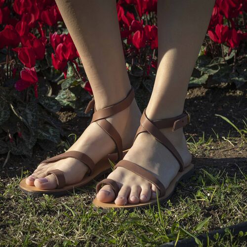 Sandals/ Leather sandals/ Ancient greek sandals/ Women - Light Brown - Evritiaia Sandal