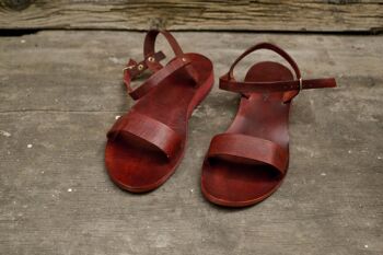 Sandales à lanières, Sandales en cuir noir, Appartements d'été, Femmes - Rouge - Mesovoia Sandal 3