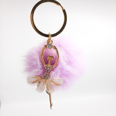 Glam Chic Bag Charm - "Ballerina and Pompom" - Candy Pink