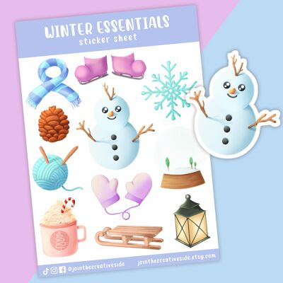 Winter Vinyl Sticker Sheet, Planner Stickers, Cute Stationery