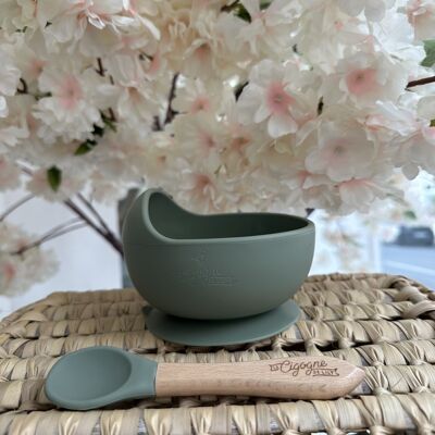 Verdigris bowl and spoon