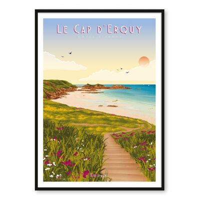 Poster Cap d'Erquy und der Strand von Lourtrais