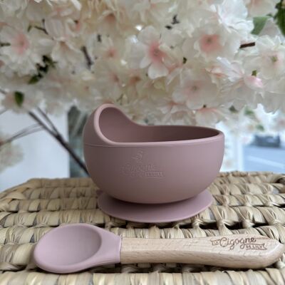 POWDERY PINK BOWL AND SPOON