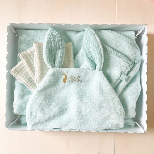 Coffret poncho de bain menthe