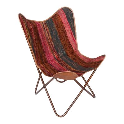 Butterfly Fauteuil Papillon Venice Retro Chair | coloré avec revêtement kilim en cuir et cadre en métal