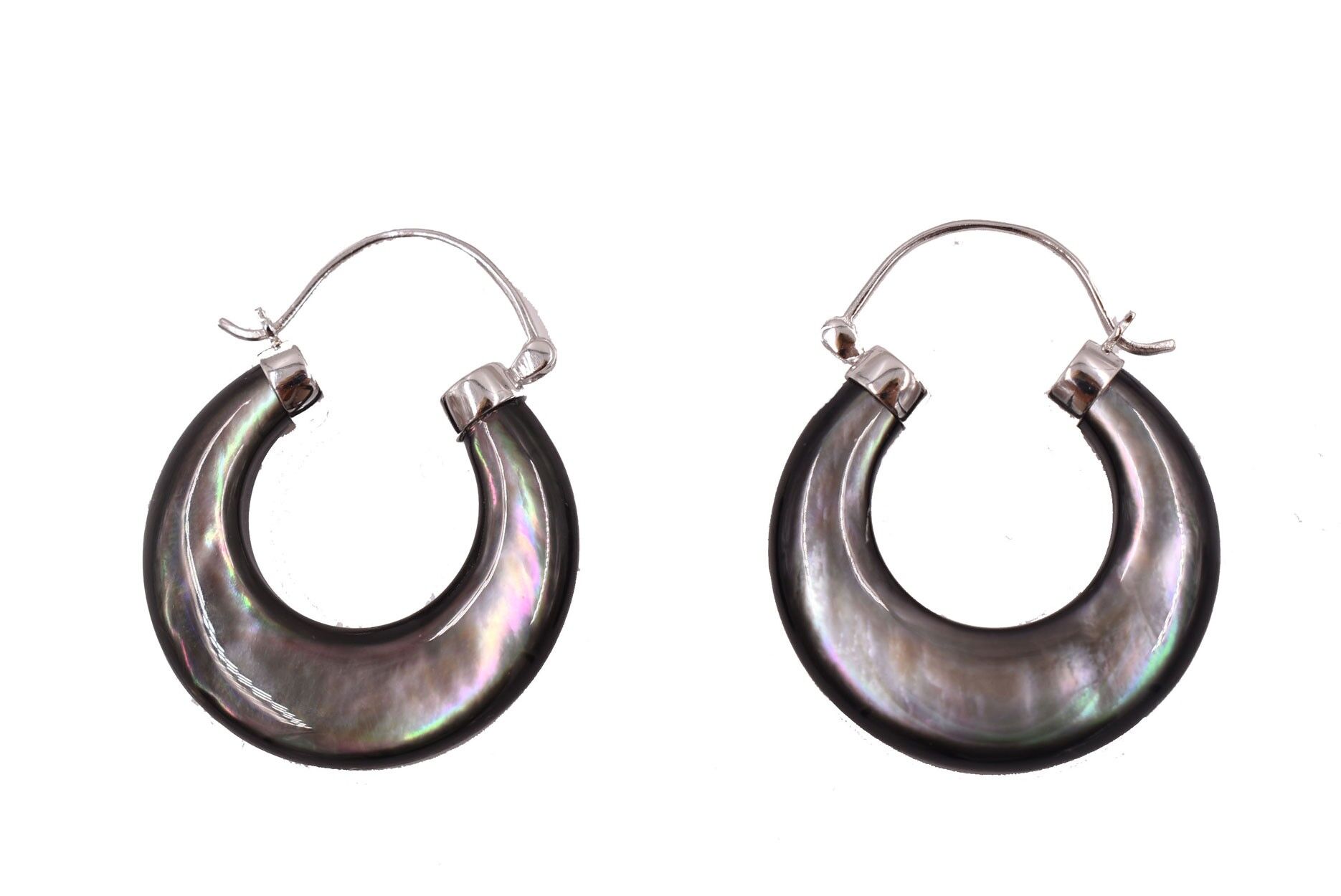 Orecchini a cerchio in madreperla nera