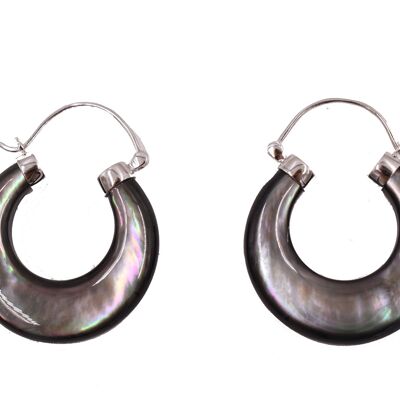 Black mother-of-pearl hoop earrings