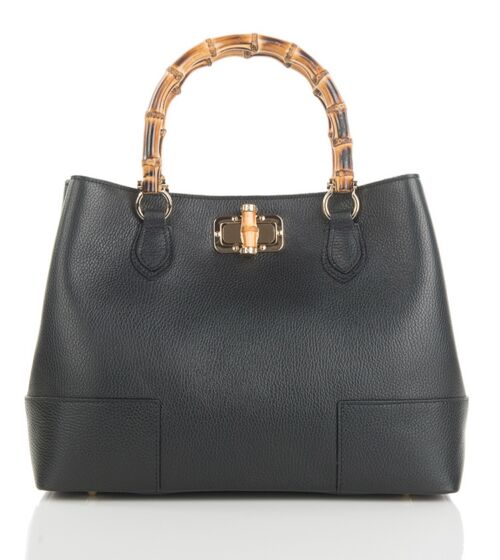 Lolo Black Bamboo Leather Hand Bag