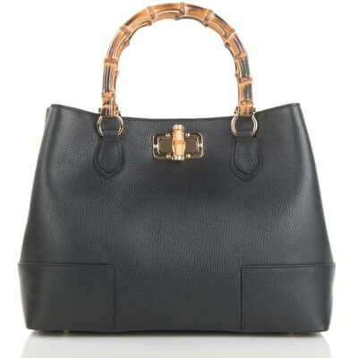 Lolo Black Bamboo Leather Hand Bag