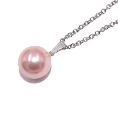 Perle coquillage - rosé - pendentif avec chaîne