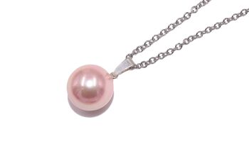 Perle coquillage - rosé - pendentif avec chaîne 1